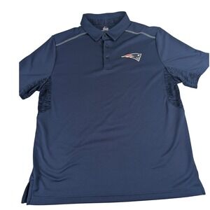 Majestic Mens New England Patriots Cool Base Polo Shirt Navy Blue Large NFL